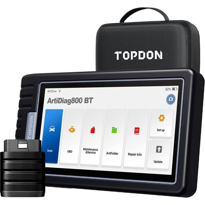 TOPDON Valise Diagnostic Auto ArtiDiag800BT, Diagnostic Voiture pour  système Complet avec 28 Réinitialisations de Huile/Frein/Papill - Cdiscount  Auto