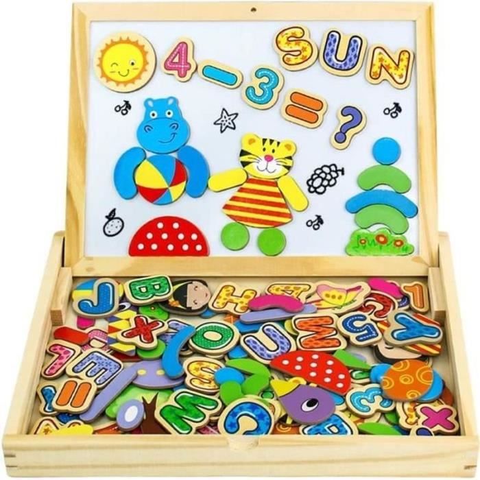 Puzzle Magnétique Aolso – Double-face, 47 Pièces – 12 Modèles – Tableau Blanc Avec Stylo – Dès 3 Ans