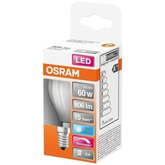 OSRAM - LED sphérique verre dépoli variable 6.5W E14 806lm froid