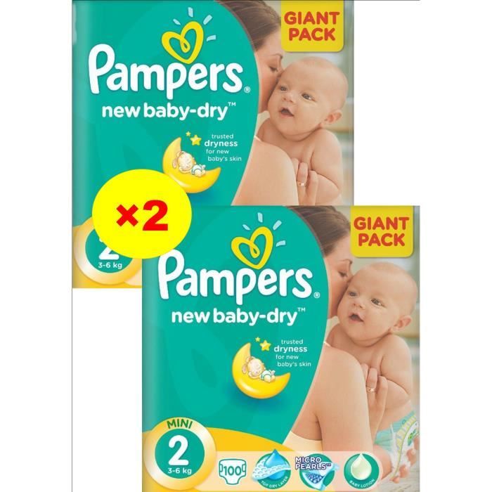 PAMPERS baby dry taille 2 (36kg) pack 200 couches Cdiscount