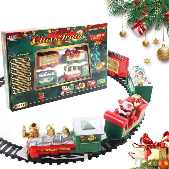 Train électrique Mini Pour Enfants - 4 Wagons Avec Voies, Simulation Train De Noël, Dimensions ~28,5x18,6 Cm, Besoin 1 Pile AA (non Fournie) - 6