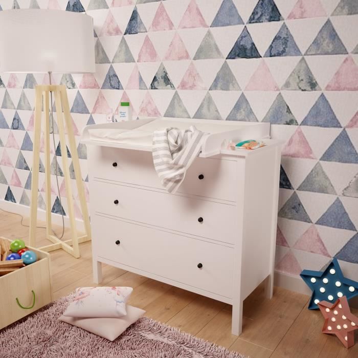 Polini Kids Table A Langer Pour Commode Malm Ikea En Bois De