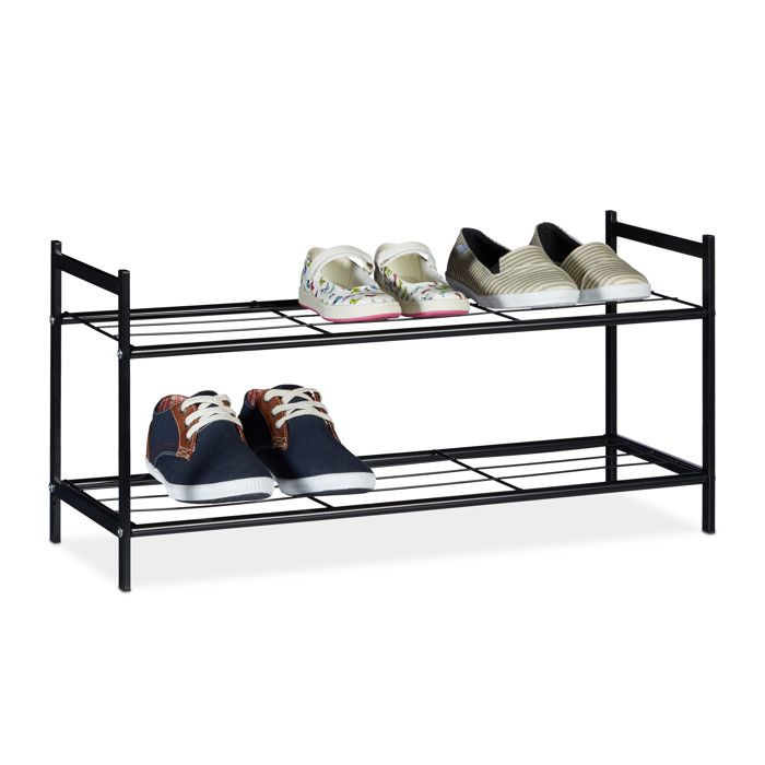 Relaxdays SANDRA étagère 2 niveaux pour 6 paires métal env. 33 5 x 69 5 x 26 cm noir