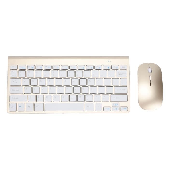 Clavier Souris Combo sans Fil 2.4G USB Ultra-mince Portable Ergonomique Résistant à lusure pour Ordinateur Portable