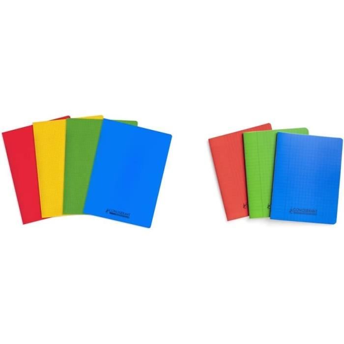 Unipapel 98420699. Lot de 10 cahiers agrafés A4, 48 feuilles 1 ligne, 90 g, couverture gaufrée, Unipapyrus 13, couleurs assorties aléatoires