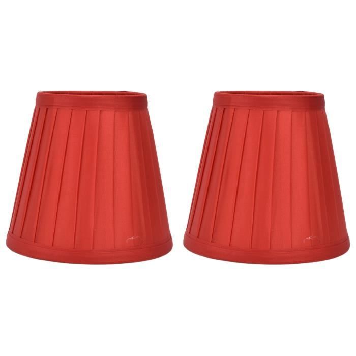 Lot De 2 Petits Abat-jour Clip Sur Ampoule E14 – Tissu Rouge, Design Tambour Pour Lampe De Table Ou Applique Murale