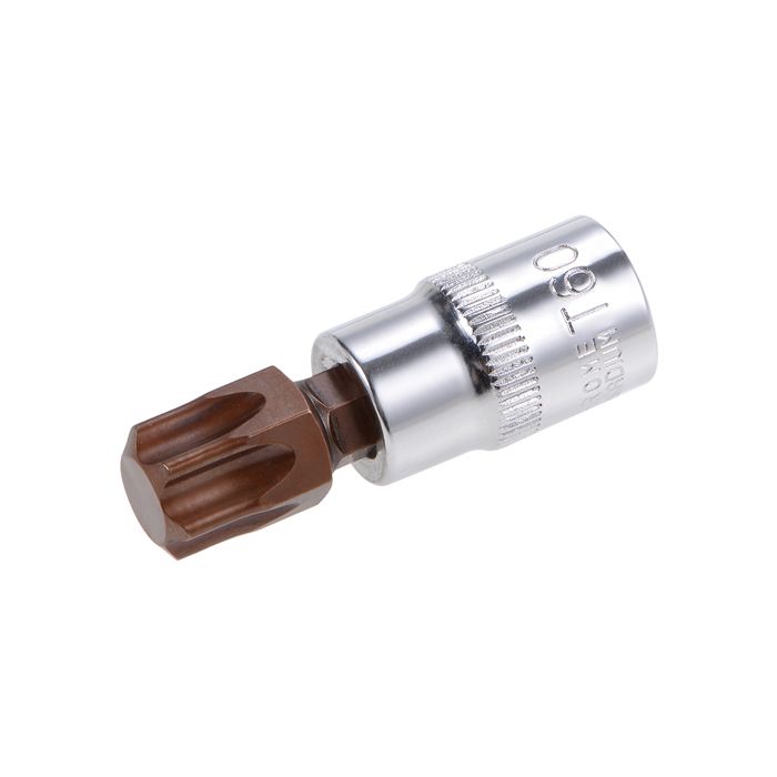 4 Douilles T30 3/8" En Acier S2 - Longueur 48 Mm, Pour Clé à Cliquet, Compatibles Embouts Torx, Acier Chrome Vanadium