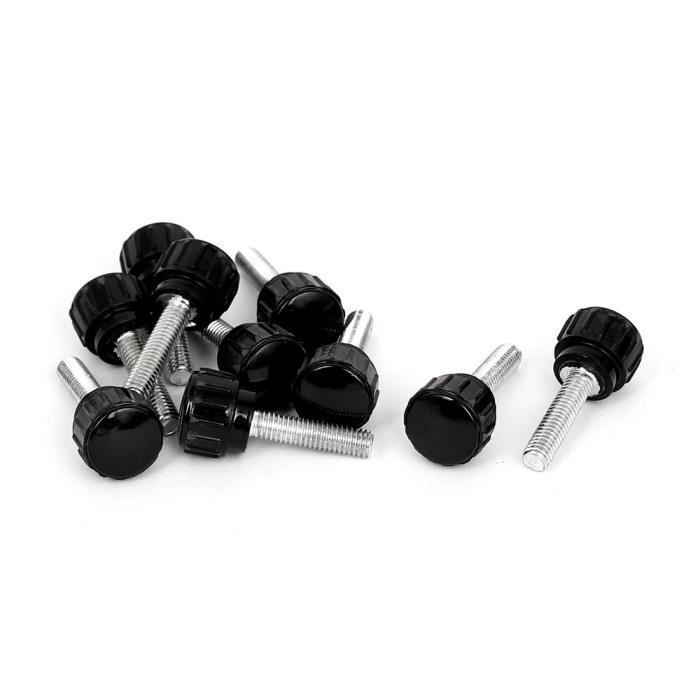 Lot De 10 Vis De Réglage à Tête Moletée Noires, M4 X 50mm, Filetage Mâle, Par Uxcell
