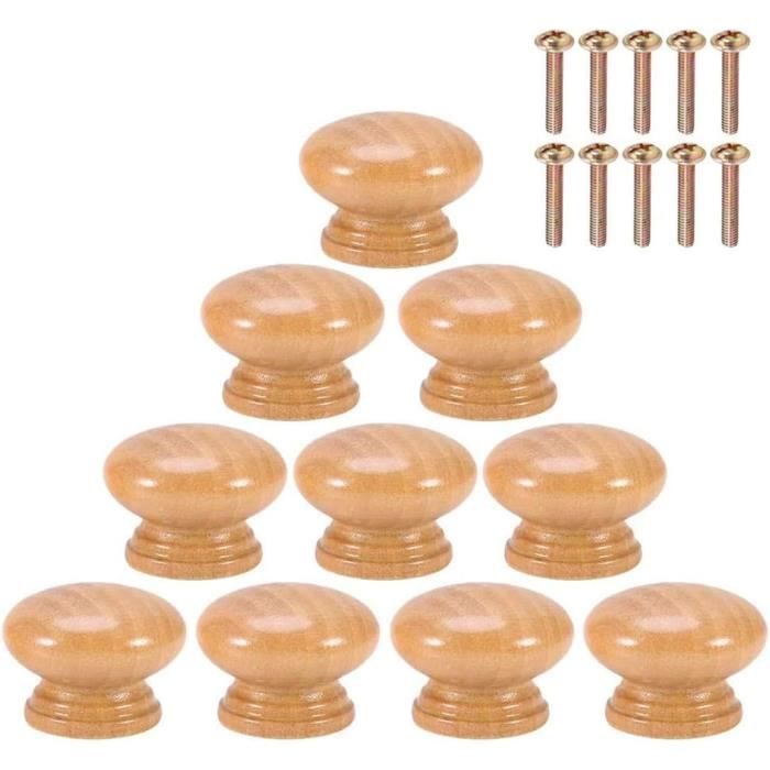 16 Pcs Boutons De Tiroir En Bois, Rond Bouton De Meuble Boutons Placard