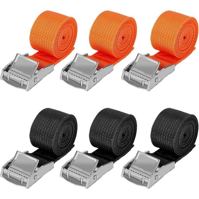 Lot De 2 Sangles à Cliquet DAJAVE - 6m X 50mm, Capacité 3000kg, Polyester - Pour Arrimer Moto, Remorque, Charges Sur Camion