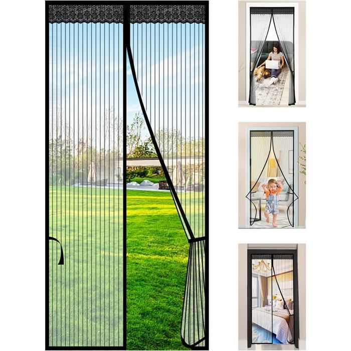 Moustiquaire Magnetique Pour Porte 180 X 205 Cm Rideaux Anti Mouches Pour Porte, Rideaux Toile Insect Ecran, Magnétique Moustique Sans Perçage Pour Couloirs, Portes, Patio - Gris