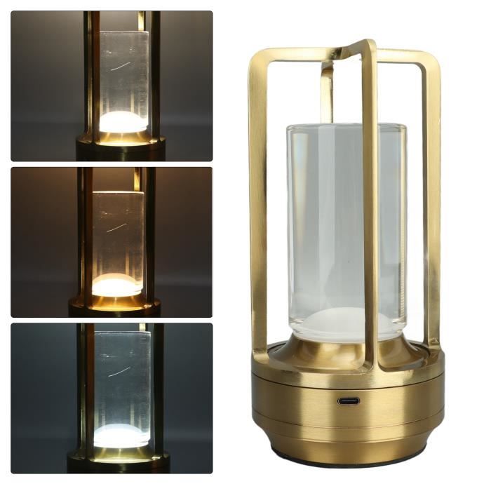 Lampe de table - TBEST - BEL-7696830300422 - 3 couleurs - Variateur tactile - Rechargeable USB