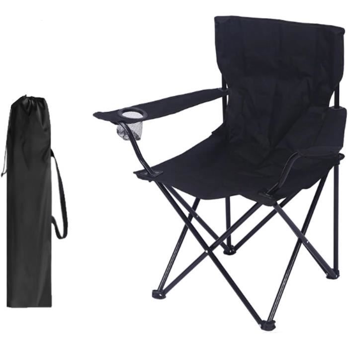 Chaise De Camping Pliante Extérieure - Cadre Acier, Tissu Oxford - Pieds Anti-Dérapants - Compacte Et Légère