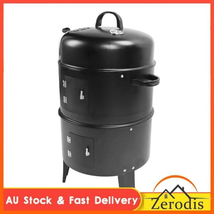 VBESTLIFE fumoir vertical Fumoir à charbon vertical 3 en 1, gril à 3