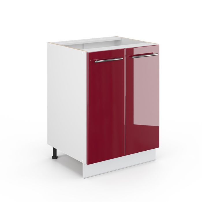 Meuble bas de cuisine Fame-Line 60cm sans PT Rouge bordeaux Haute brillance/Blanc Vicco 34773