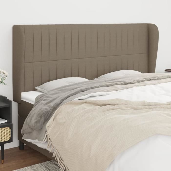 vidaXL Tête de lit avec oreilles Taupe 163x23x118-128 cm Tissu3118204