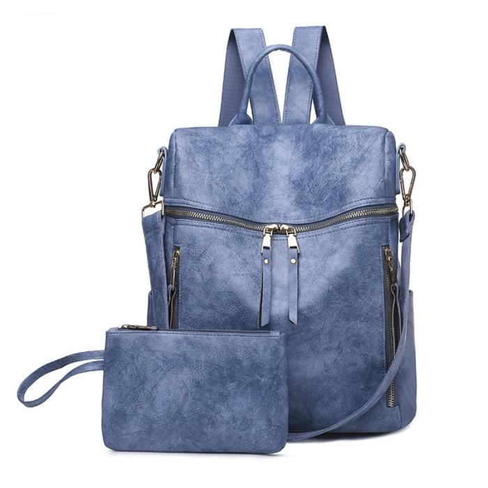 DORRISO Mode Sac à Dos Femme Sac à Main PU Cuir d'épaule Léger Voyage Tourisme école Grande Capacité Sac à Bandoulière Sac d'école Blanc