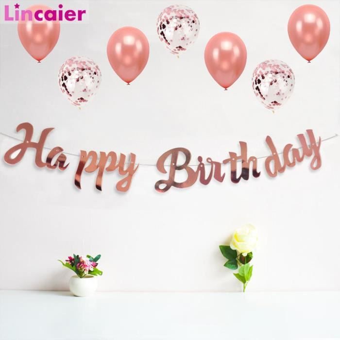 Rose Gold Banner Ballons Avec Numeros 16 Pour Joyeux Anniversaire Jolies Decorations De Fete Pour 16 Ans Garcon Et Fille Rose O Cdiscount Maison
