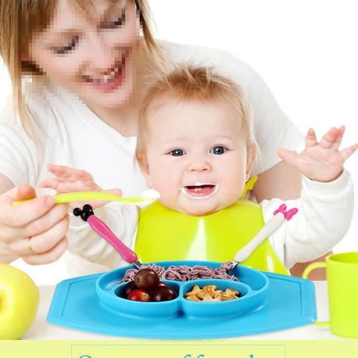 Assiette Bébé En Silicone Antidérapante Avec Ventouse - Set Complet Avec Couverts, Sans BPA, Idéale Pour Chaise Haute Et Repas Autonomes
