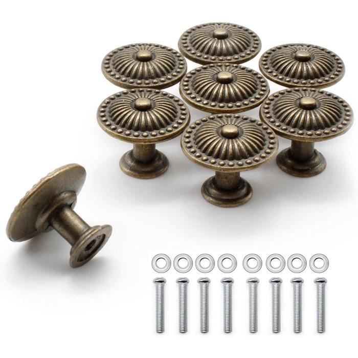 Boutons et poignées de meubles - ZVD - Modèle Antik - Lot de 8 - Alliage de zinc - Couleur bronze