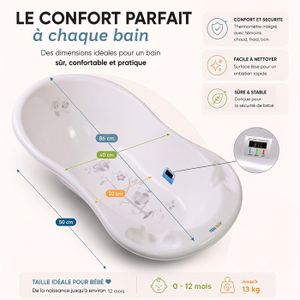 Tuyau De Vidange Baignoire Bébé Hylat Baby - 84-102cm - Compatible Multi-marques - Blanc
