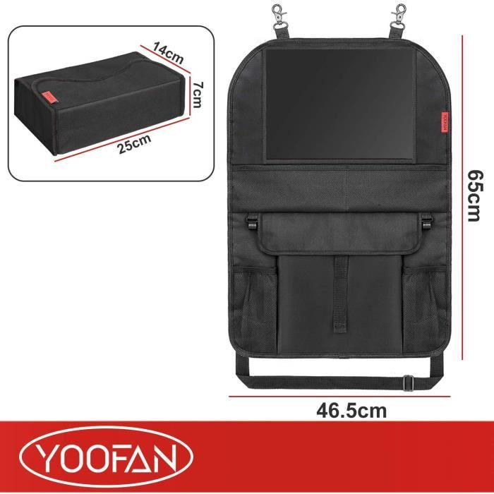 YZCX 2 Pièces Organisateurs de Voiture Kick Mats Multi-Pocket Kits De  Rangement pour Siège Arrière De Voiture Protection Arrière de Siège Auto  avec