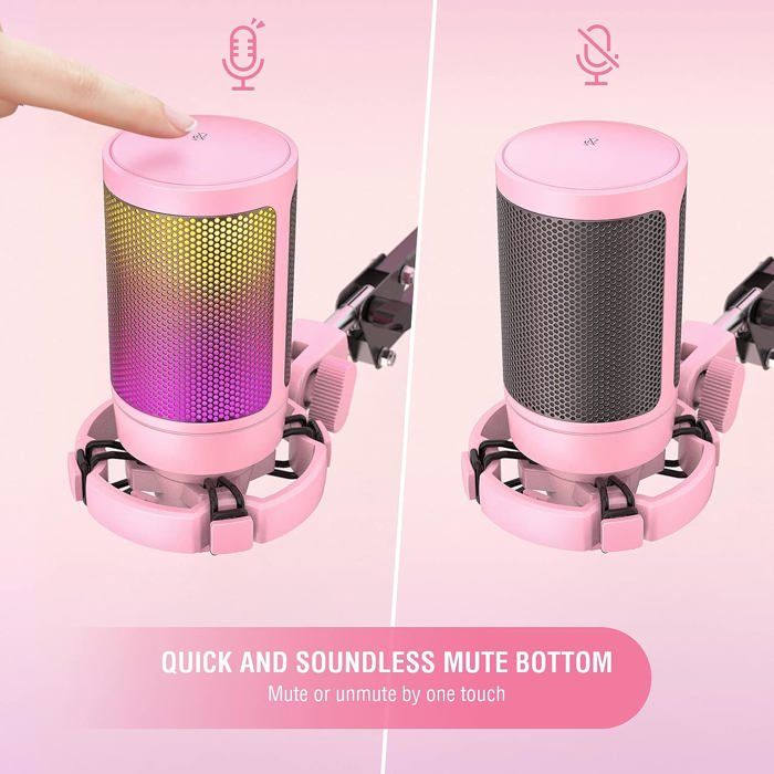 Fifine Microfone Rosa Microphone - FIFINE - USB Gaming - Rose - Condensateur - Fixation ...