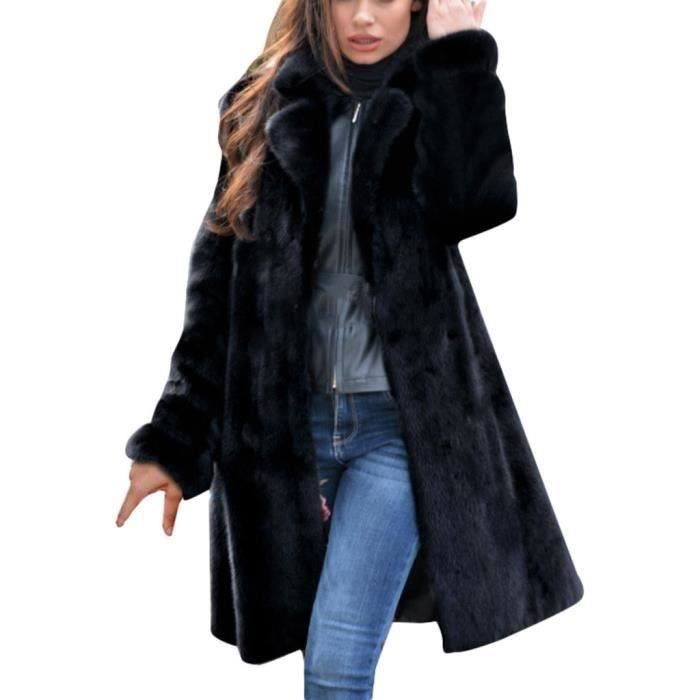 Manteau Long En Fausse Fourrure Tiber - Taille 38 - Noir - Occasion Très Bon état