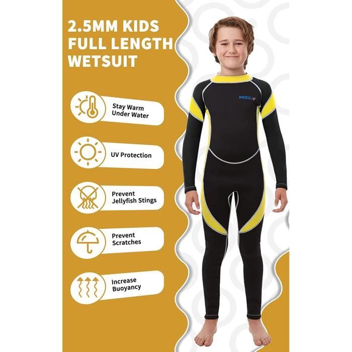 Combinaison De Plongée Courte Enfant 2mm Néoprène Anti-UV - Fermeture Éclair Avant - Bleu XS - Natation Surf Snorkeling