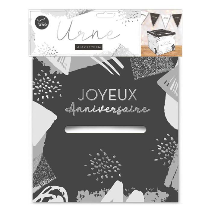 Urne Anniversaire Party Argent 20 Cm – Boîte De Stockage Ou Décoration Pour Fête, Multicolore, Design Moderne