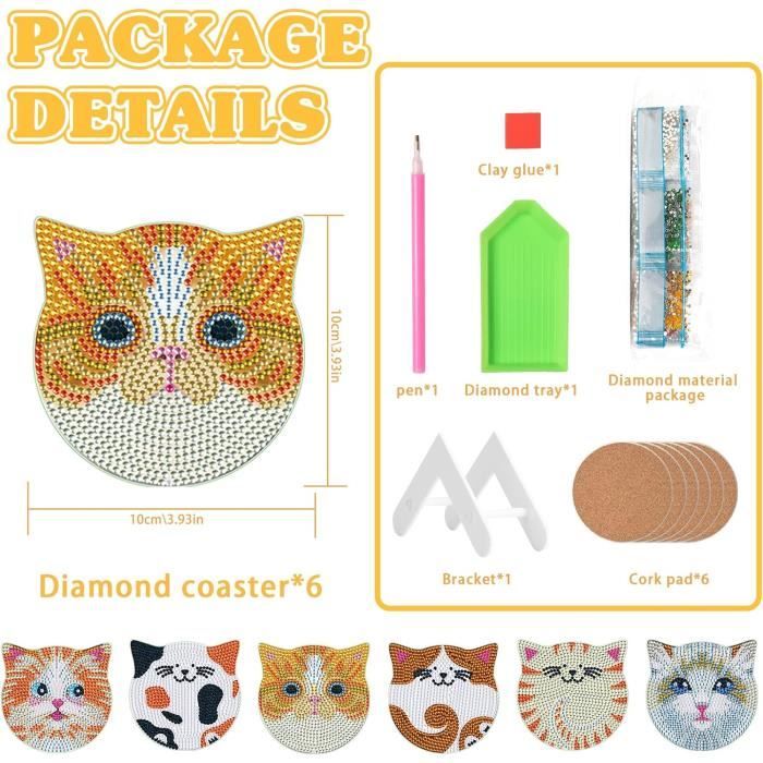 Domkan Dessous De Verre,12PCS Dessous De Verre Diamond Painting 5D DIY