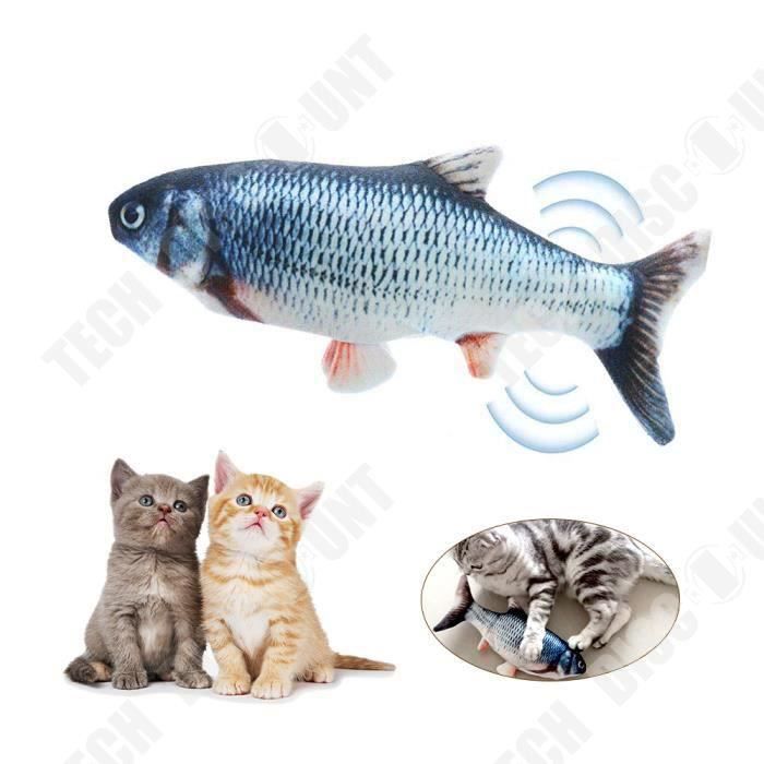 Jouets de poisson à l'herbe à chat pour chats, poissons wagging électriques  en peluche avec simulation de charge USB Jouet poisson, drôle dans