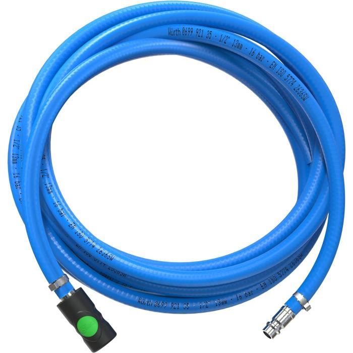 Tuyau Air Comprimé Plastiflex TX 50m - Ø Intérieur 13mm (1/2") - Raccord Laiton - Pour Outils Pneumatiques