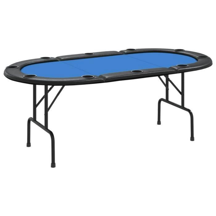 Table De Poker Pliable VidaXL - Pour 9 Joueurs - Rembourrée Vert/Noir - 206x105,9cm - Avec Porte-Gobelets