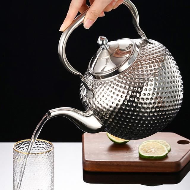 BOUILLOIRE ELECTRIQUE,1L silver--Théière épaissie avec filtre, théière en acier inoxydable à