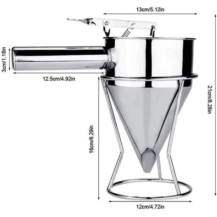 Distributeur De Pâte / Crêpes En Acier Inoxydable 800 Ml – Entonnoir Professionnel Avec Poignée Contrôle, Idéal Gaufres, Crêpes, Pancakes