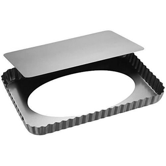 Moule à Tarte Rectangulaire Patisse 32x22cm - Fond Amovible Perforé Anti-Adhésif