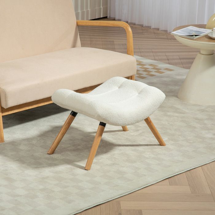 SRHIMEOS Pouf Repose-Pieds 30x30x34cm - Tabouret Canapé Bois Massif Ottoman Salon Chambre