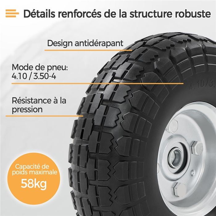 Roues plates de 33 cm de rechange pour pneus de chariot de jardin GOR, pneus solides 4.00-6 avec roulements de 1,6 cm, roues non plates de 33 cm pour chariots de jardin/diables/chariots Roues plates de 33 cm de rechange pour pneus de chariot de jardin GOR, pneus solides 4.00-6 avec roulements de 1,6 cm, roues non plates de 33 cm pour chariots de jardin/diables/chariots