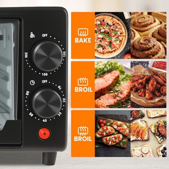 Mini Four, Four électrique, Grille-pain De 12 L, Contrôle De La Température Réglable, Pour La Maison, La Pâtisserie, La Pizza, Plusieurs Fonctions De Cuisson