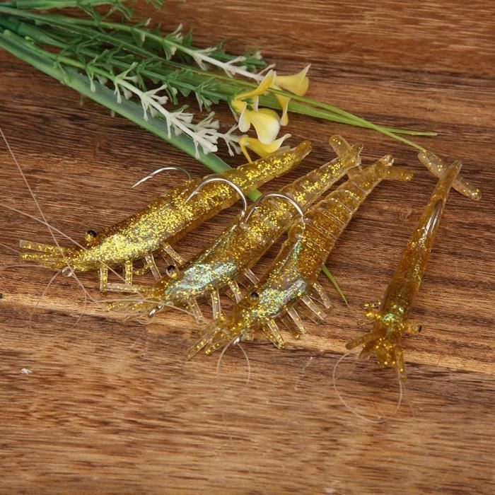 Leurre Souple Crevette ANFS 7 Pièces, Appât De Pêche En Mer, Couleurs Multicolores