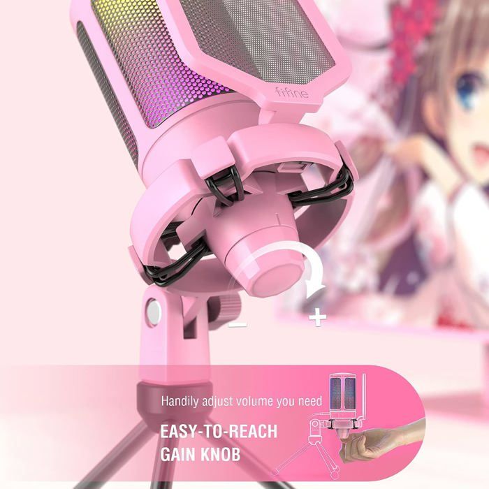 Fifine Microfone Rosa Microphone - FIFINE - USB Gaming - Rose - Condensateur - Fixation ...