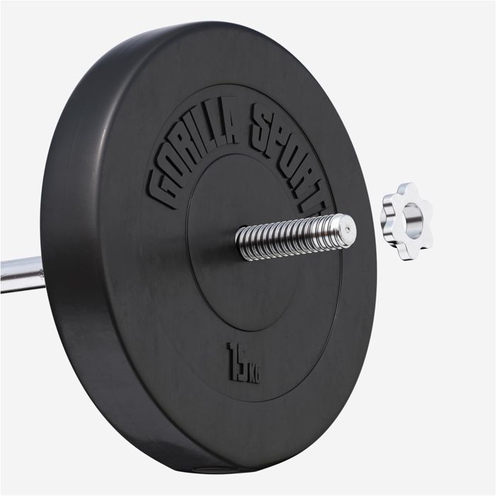 Disques De Poids Gorilla Sports - Caoutchouc - 0,5kg à 25kg - Ø30mm - Pour Haltérophilie