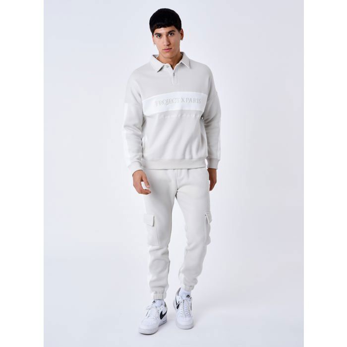 Sweat col polo Bande Gris clair Cdiscount Prêt-à-Porter