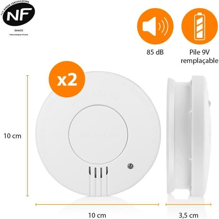 Lot De 2 Détecteurs De Fumée Smartwares - Pile 9V 5 Ans - Alarme 85 DB - Modèle FSM-11752 - 3