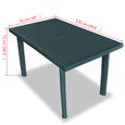 Table rectangulaire en pvc - Vert - 126 x 76 x 72 cm-3