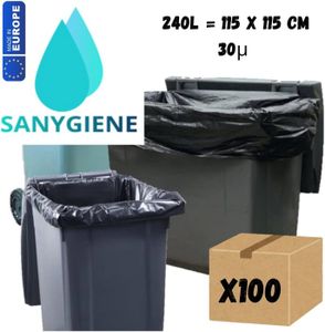 Sacs Poubelle Funny 240 Litres En PEBD Régénéré – Bleu, Résistants – Lot De 100