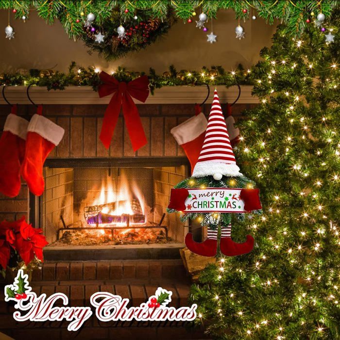 Couronne De Noël - GAZECHIMP - Couronne De Porte - LED - Décoration