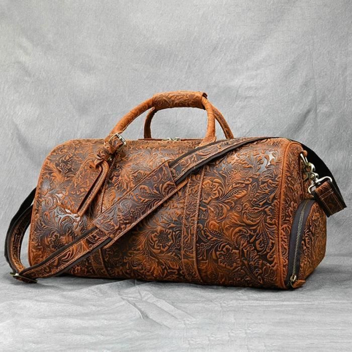 Noir - Sac De Voyage En Cuir Véritable Pour Homme, Sacoche De Voyage  Vintage En Cuir De