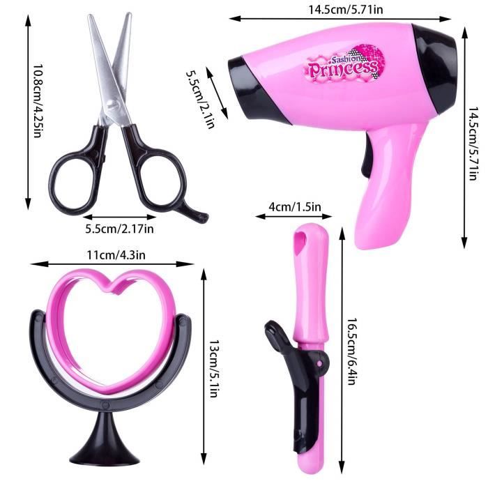 SGZIOO 35 PCS Tete A Coiffer Enfant, Ensemble Coiffure Pour Enfants Fille Avec Sèche-Cheveux, Poupée Head Pour Coiffure Convient Aux Jeux De Rôle Pour Les Enfants De Plus De 3 Ans